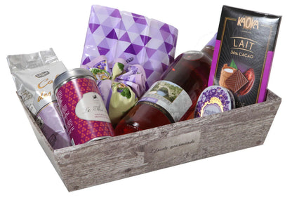 Lorriane cardboard wastebasket, grey wood-effect, 34x21x8cm