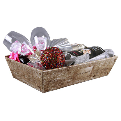 Lorriane cardboard wastebasket, grey wood-effect, 34x21x8cm