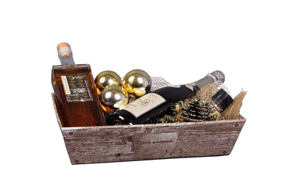 Lorriane cardboard wastebasket, grey wood-effect, 34x21x8cm