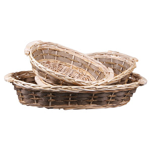 Amandine basket, wicker/wood/seagrass, oval, 45x35x12cm