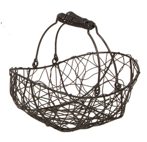 Marcel oval metal basket, aged anthracite, 28x18x8/11cm