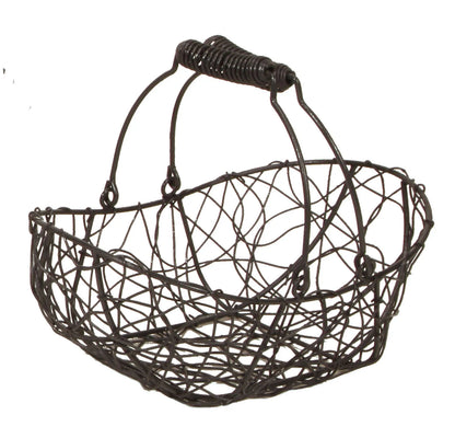Marcel oval metal basket, aged anthracite, 28x18x8/11cm