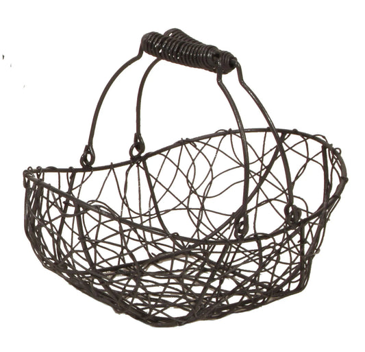 Marcel oval metal basket, aged anthracite, 28x18x8/11cm
