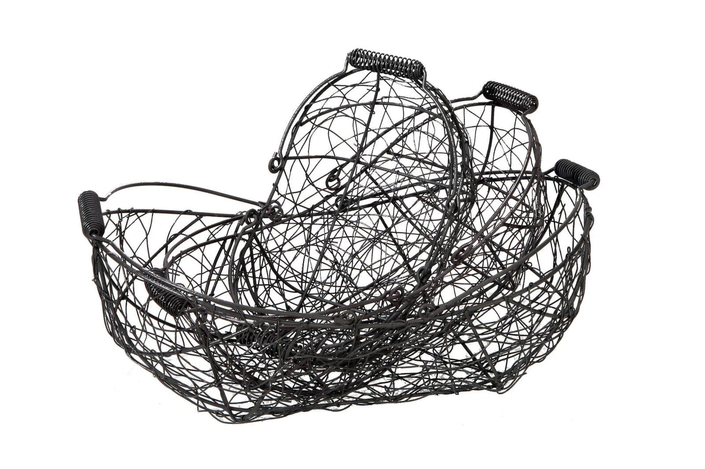 Marcel oval metal basket, aged anthracite, 28x18x8/11cm