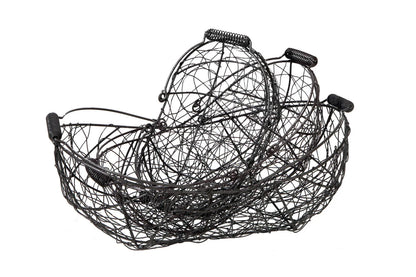 Marcel oval metal basket, aged anthracite, 45x28x11/16cm