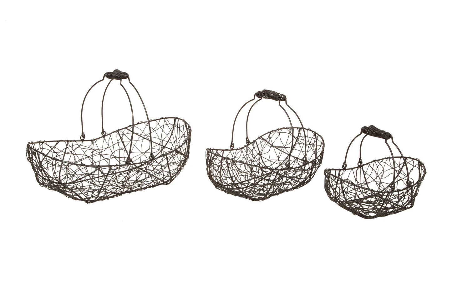 Marcel oval metal basket, aged anthracite, 28x18x8/11cm