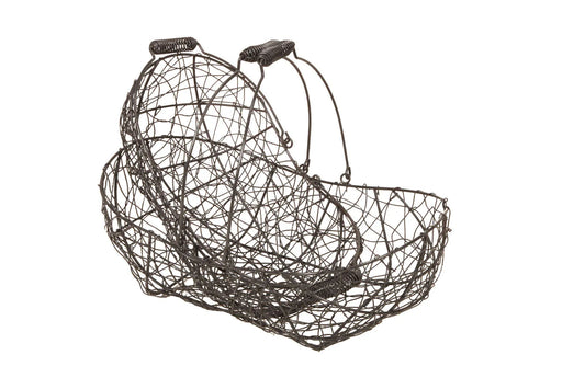 Marcel oval metal basket, aged anthracite, 28x18x8/11cm