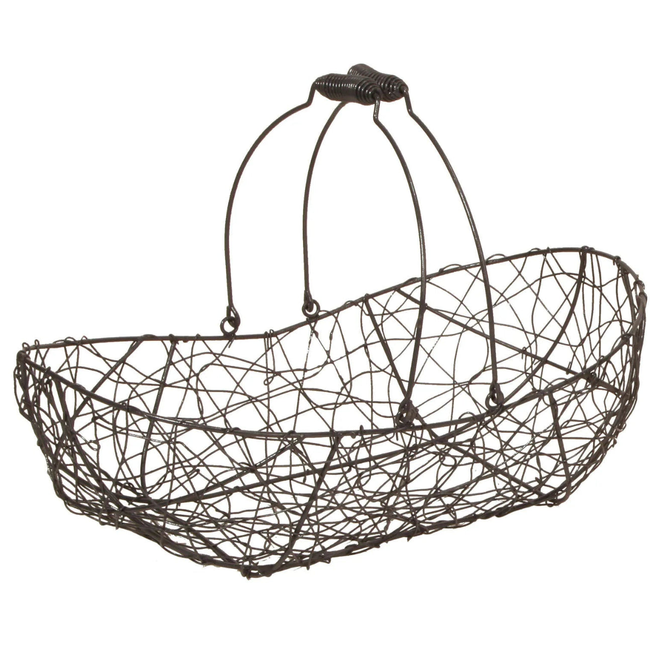 Marcel oval metal basket, aged anthracite, 37x22x9/13cm
