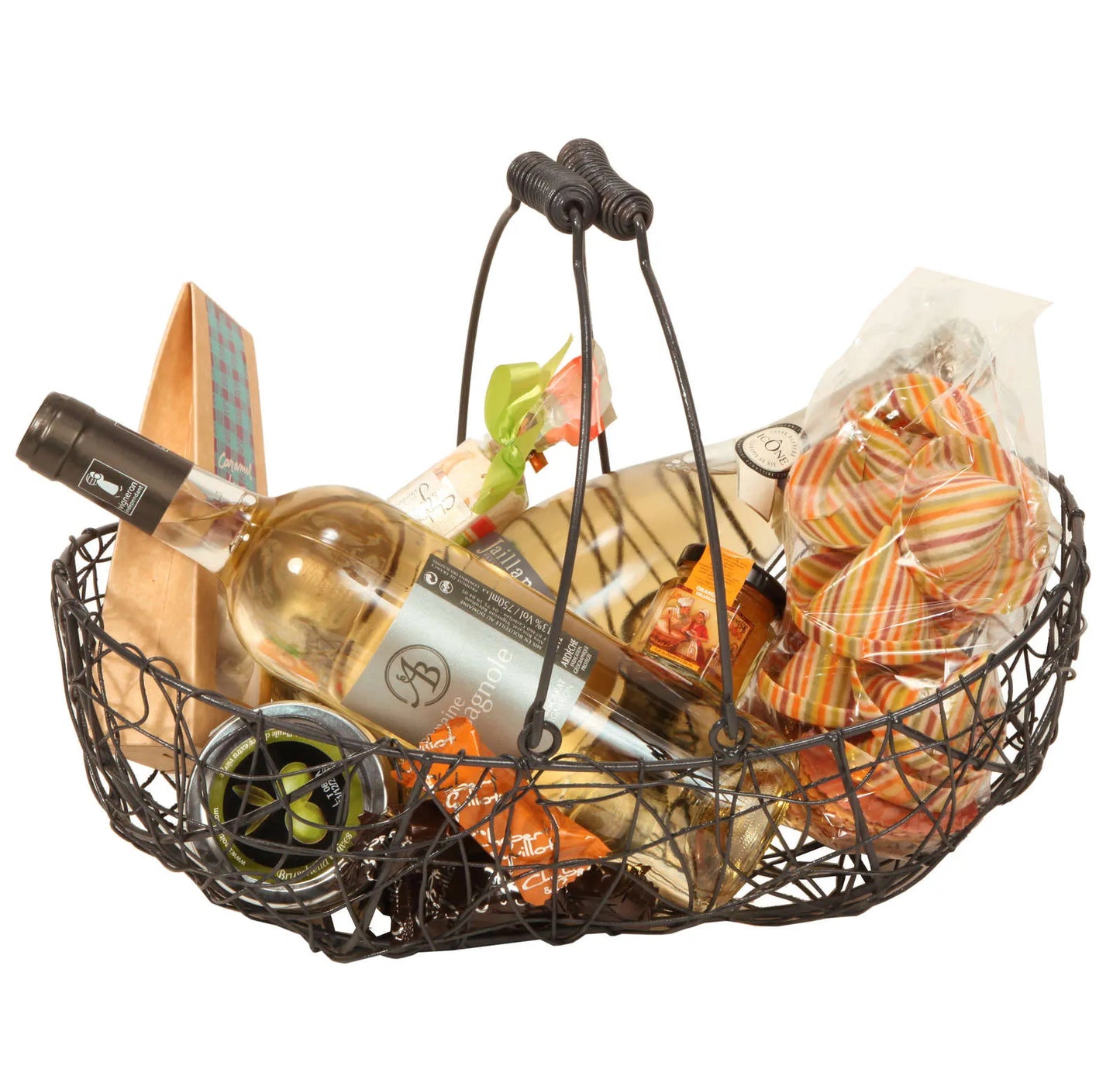 Marcel oval metal basket, aged anthracite, 37x22x9/13cm
