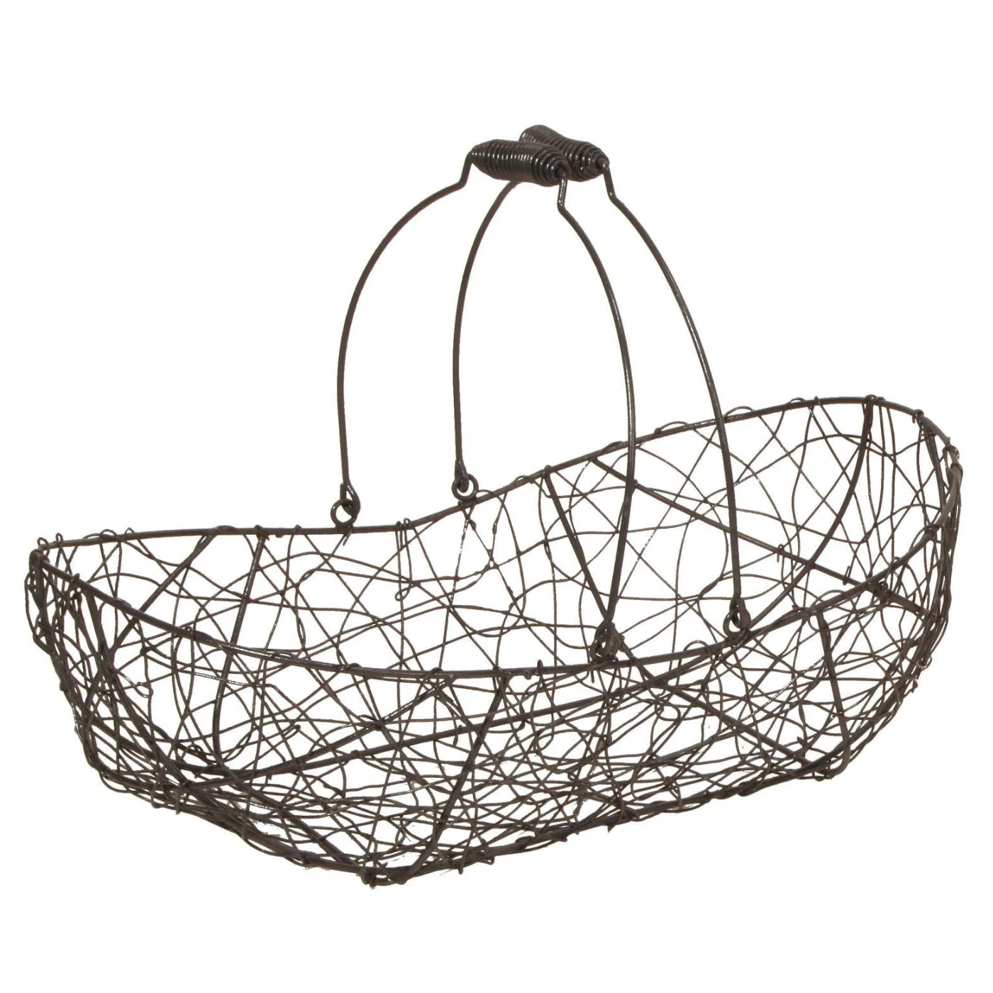 Marcel oval metal basket, aged anthracite, 45x28x11/16cm