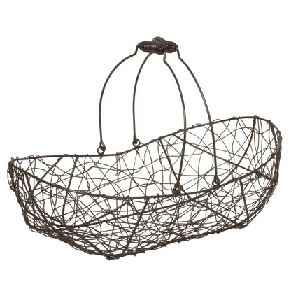 Marcel oval metal basket, aged anthracite, 45x28x11/16cm