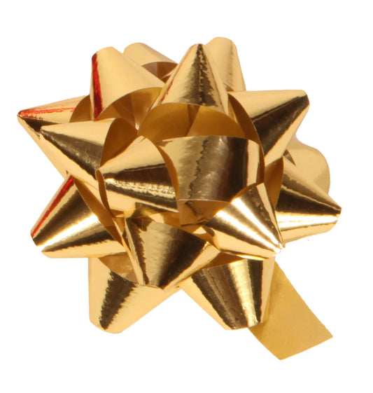 Noeud adhésif brillant or forme étoile 50mm