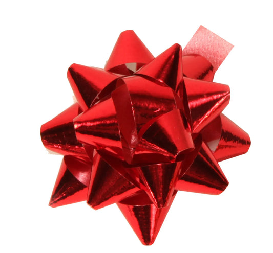 Noeud adhésif brillant rouge forme étoile 50mm