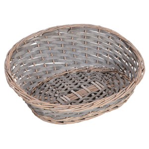 Amélie wicker/grey whitewashed wood basket, asymmetrical, 43x35x6/18cm