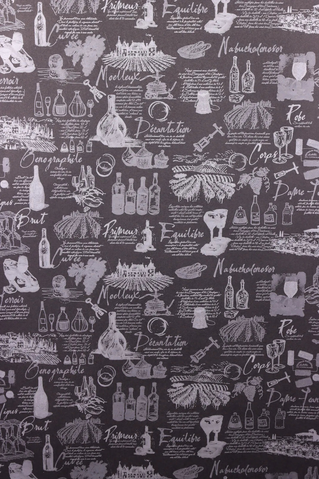 Papier cadeau Cépage kraft couché noir/argent 0.70x100m