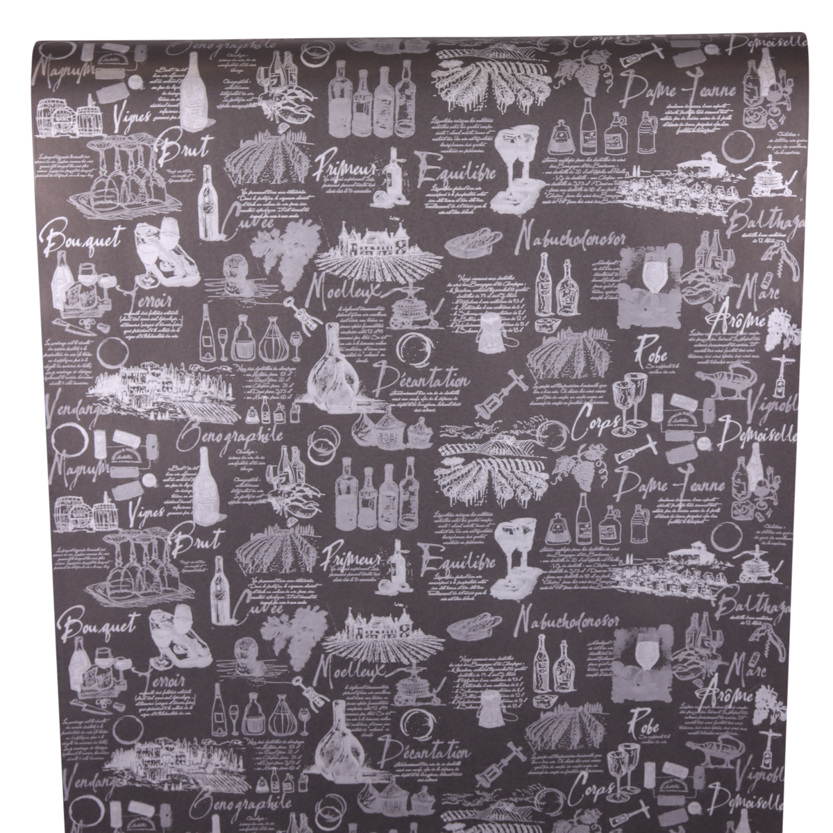 Black/silver coated kraft grape variety gift wrap 0.70x100m