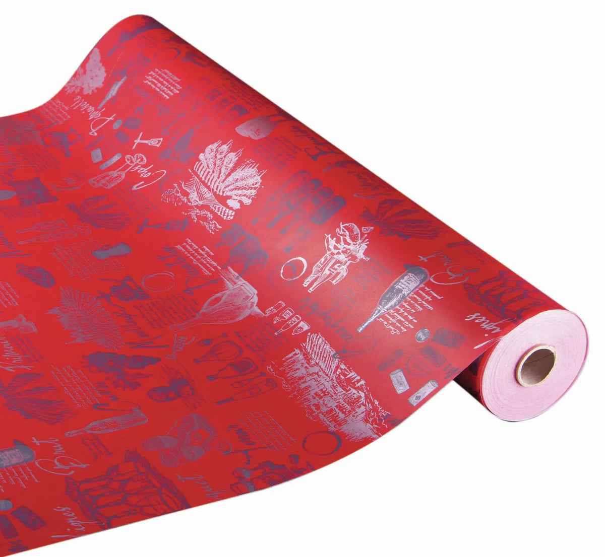 Red/Silver Coated Kraft Grape Variety Gift Wrap 0.50x200m