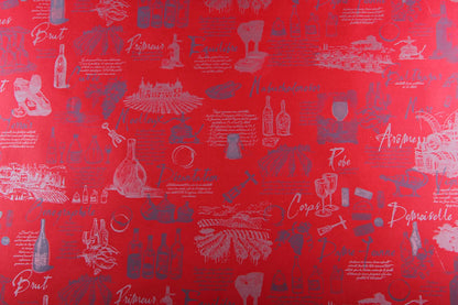 Red/Silver Coated Kraft Grape Variety Gift Wrap 0.70x100m