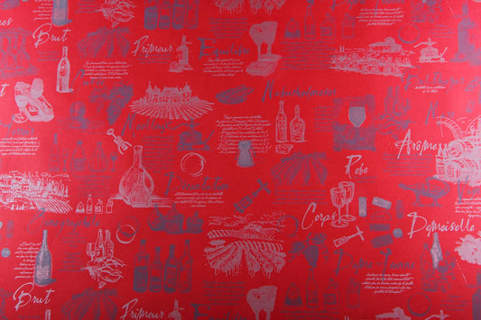 Papier cadeau Cépage kraft couché rouge/argent 0.50x200m