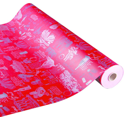 Red/Silver Coated Kraft Grape Variety Gift Wrap 0.50x200m