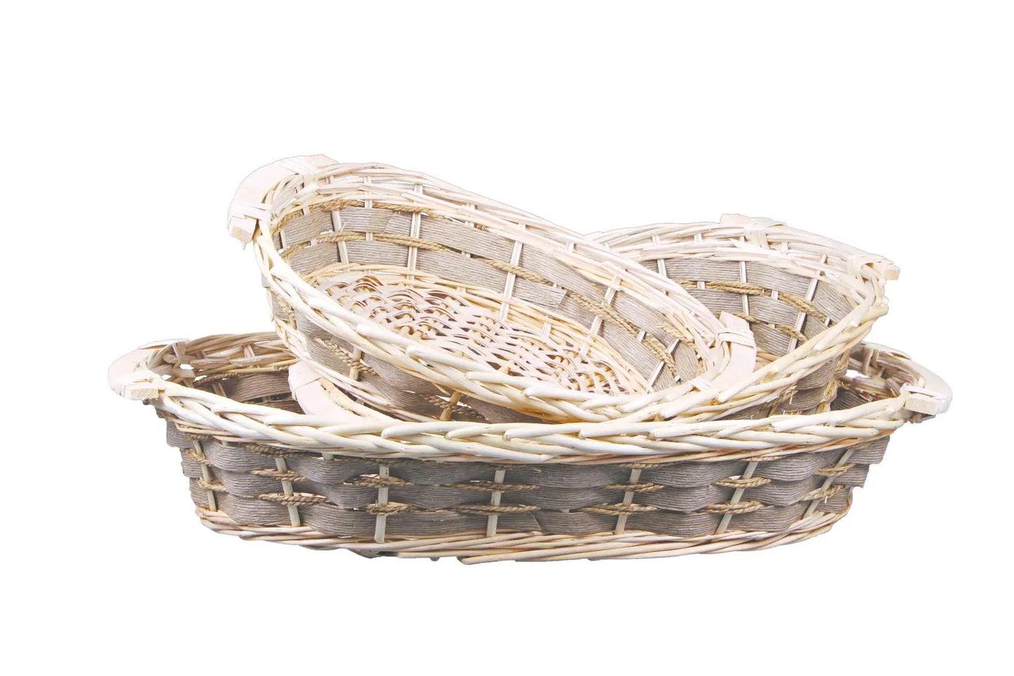 Amandine basket, wicker/wood/seagrass, oval, 60x40x12.5cm