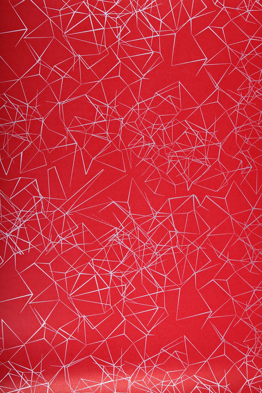 Papier cadeau Diamy kraft couché rouge/argent 0.70x100m