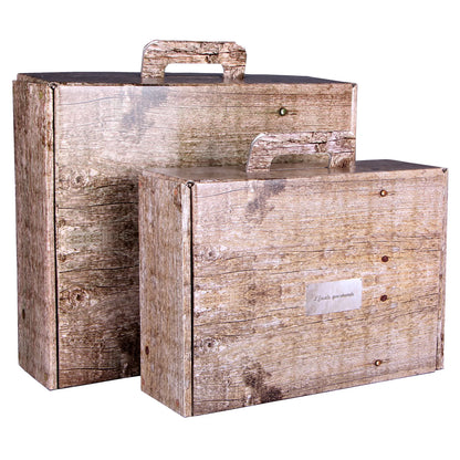 Valisette gourmande Lorriane carton imitation bois grisé 42x35.5x12cm
