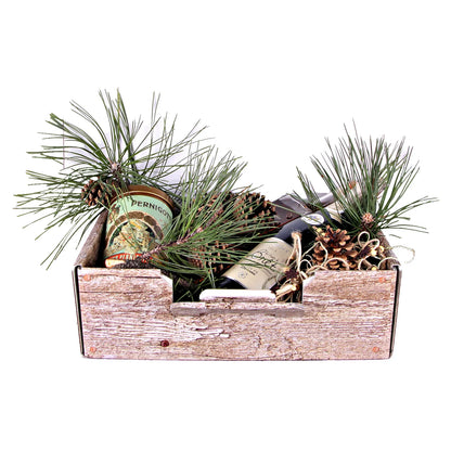 Valisette gourmande Lorriane carton imitation bois grisé 34.5x25.5x11.5cm