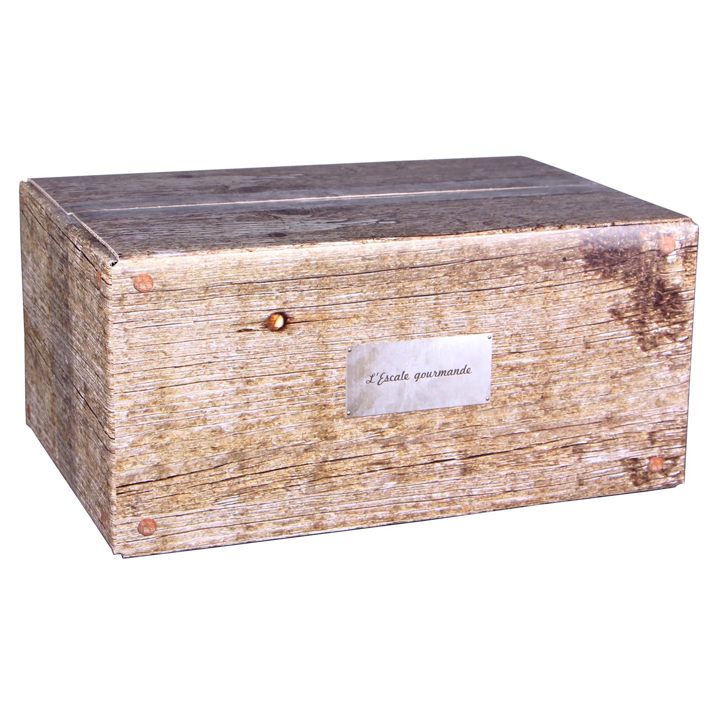 Caisse gourmande Lorriane carton imitation bois 33x22x15cm