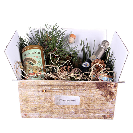 Caisse gourmande Lorriane carton imitation bois 33x22x15cm