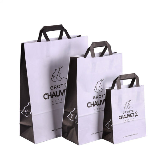 Sac papier kraft poignées plates cabas personnalisé