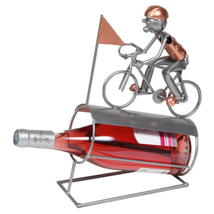 Support bouteille Félix métal gris/cuivre - Cycliste sur bouteille