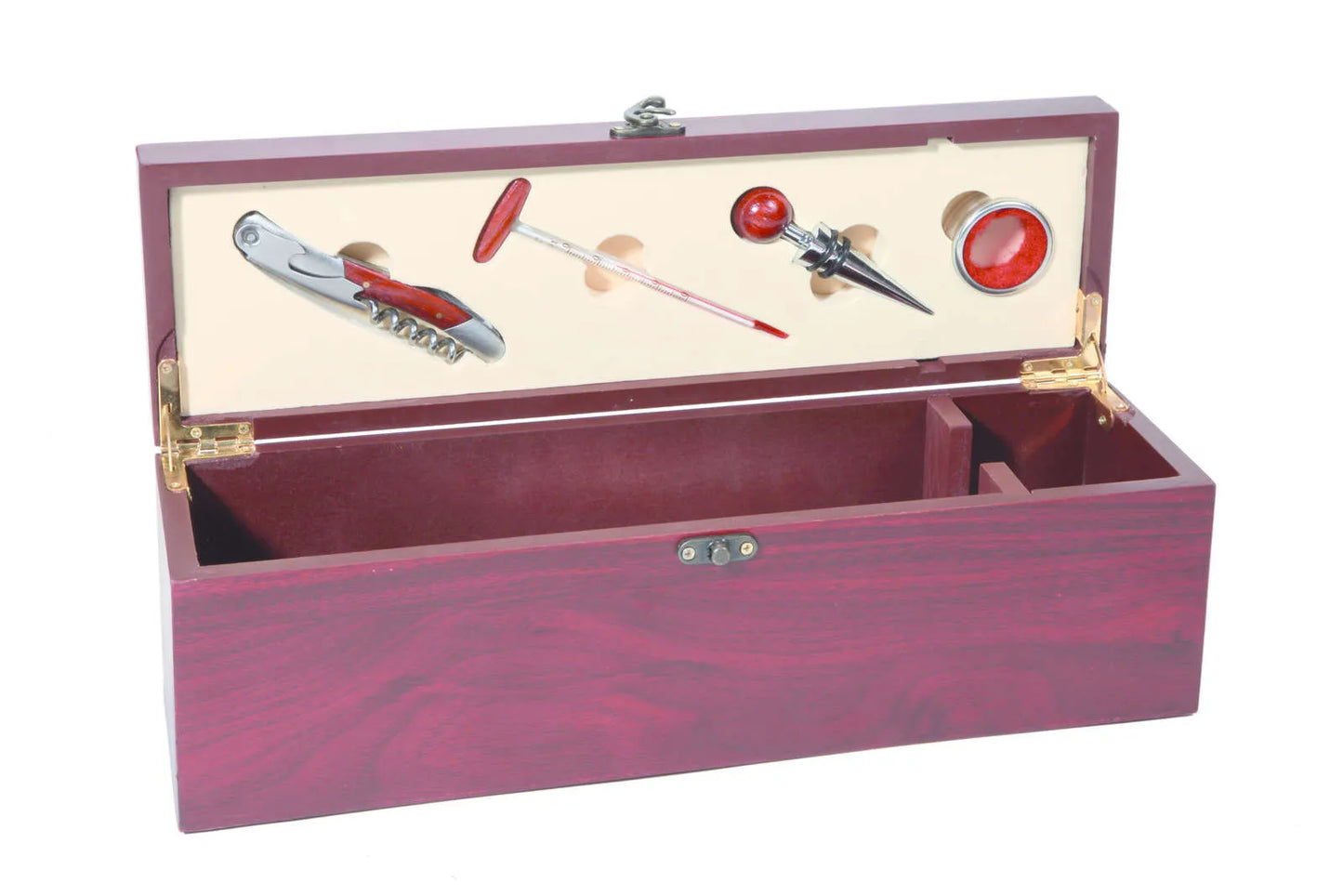 Coffret sommelier Acajou 1 bouteille bois 4 pièces