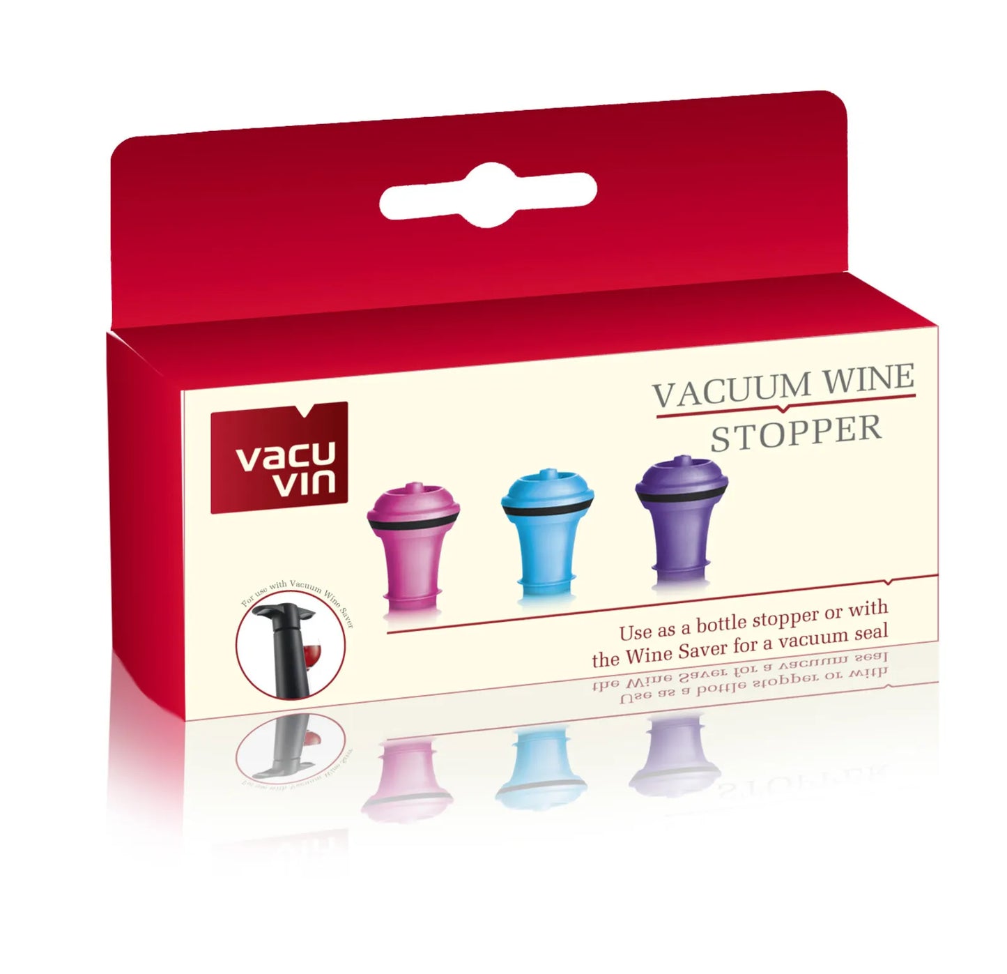 Bouchon pompe à vide Wine Saver Stopper couleurs Vacuvin (3 pièces)