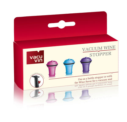 Bouchon pompe à vide Wine Saver Stopper couleurs Vacuvin (3 pièces)