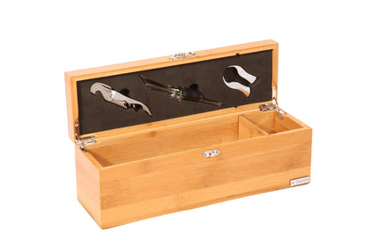 Coffret sommelier Bamboo 1 bouteille bambou 3 pièces