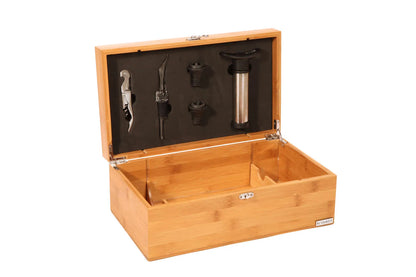 Coffret sommelier Bamboo 2 bouteilles bambou 5 pièces