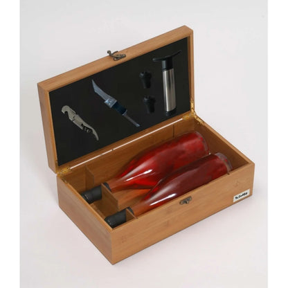 Coffret sommelier Bamboo 2 bouteilles bambou 5 pièces