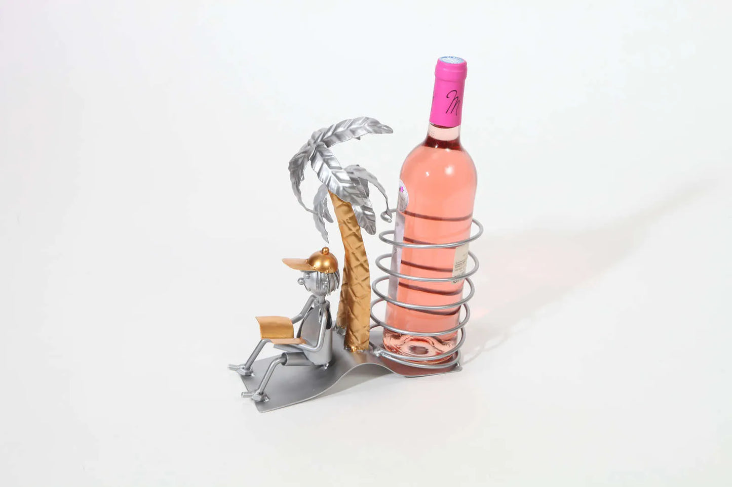 Support bouteille Félix métal gris/cuivre - Vacancier