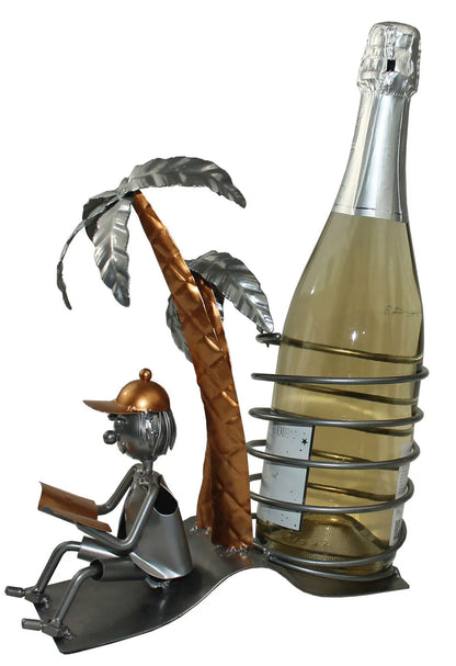 Support bouteille Félix métal gris/cuivre - Vacancier