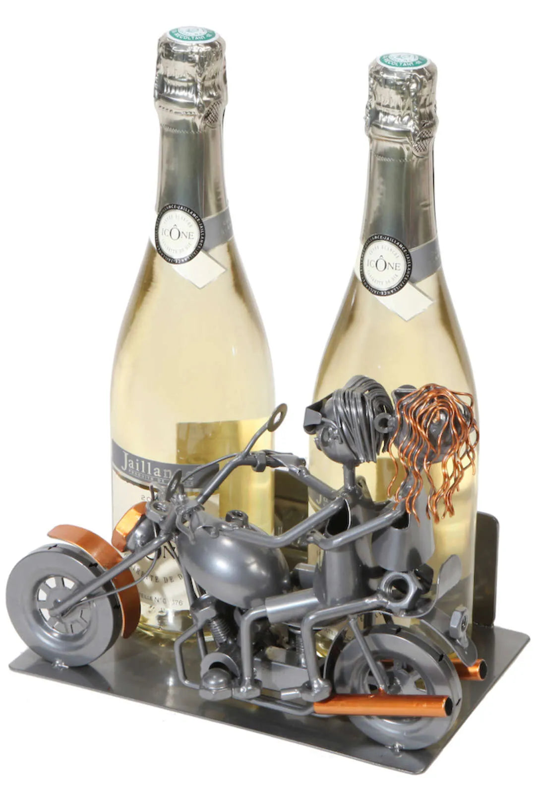 Support bouteille Félix métal gris/cuivre - Biker Couple