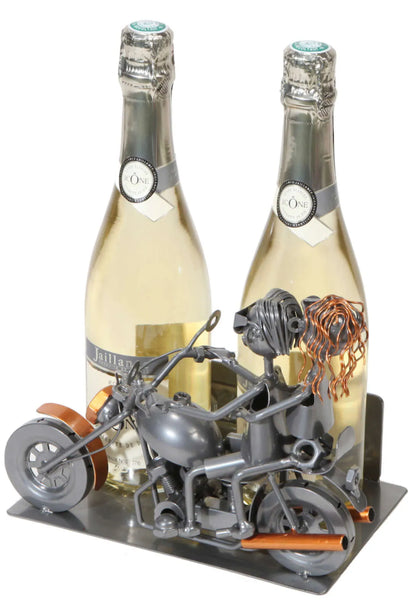 Support bouteille Félix métal gris/cuivre - Biker Couple