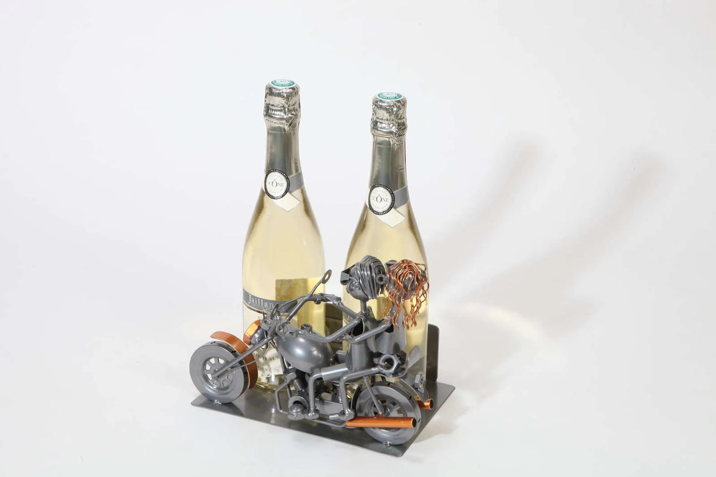 Support bouteille Félix métal gris/cuivre - Biker Couple