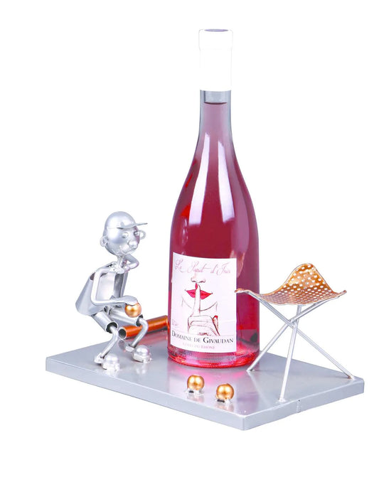 Felix bottle holder, grey/copper metal - Boules player