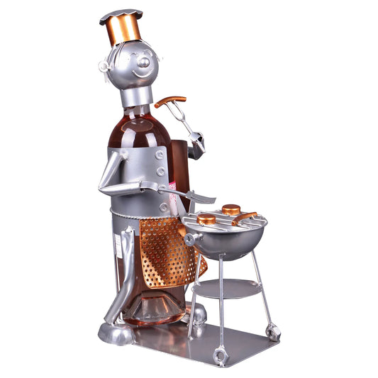 Felix bottle holder, grey/copper metal - BBQ