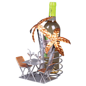 Support bouteille Félix métal gris/cuivre - Cocktail en terrasse