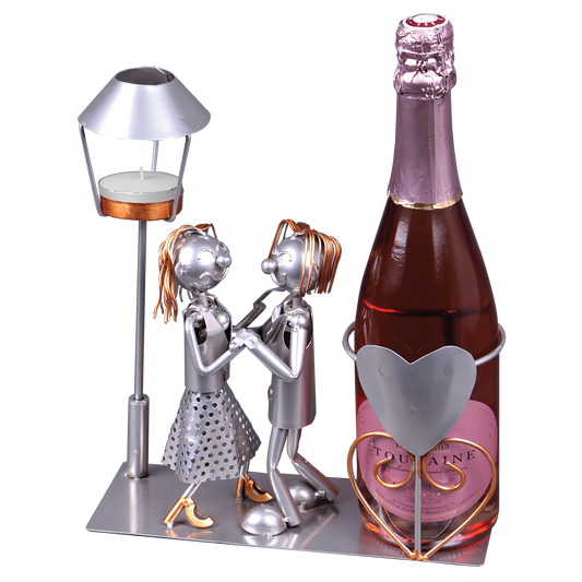 Felix bottle holder, grey/copper metal - Lovers