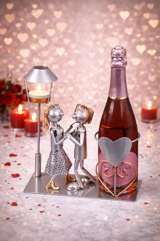 Felix bottle holder, grey/copper metal - Lovers