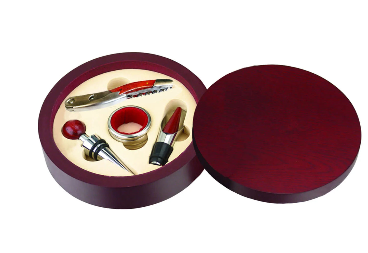 4-piece mahogany wood wine set