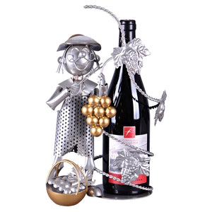 Support bouteille Félix métal gris/cuivre Vendangeur
